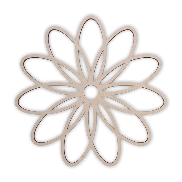 Wooden Decorative Flower, Wooden  Cutout, Wall Art, Home Decor, Wall Hanging, Unfinished and Available in Many Sizes