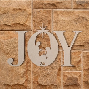 Wooden Sign "joy With Manger Scene in the (o)" - Cutout, Wall Art, Home ...