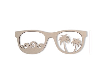 Wooden Sunglasses Beach Scene Wall Art - Unfinished Home Decor