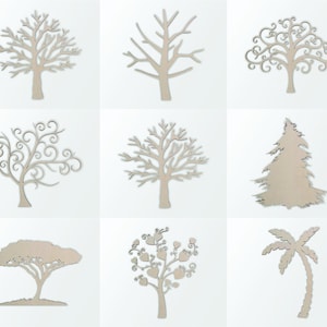 Silueta en forma de árbol de madera: árbol genealógico, decoración del hogar del árbol de la vida, árbol de caja de sombras sin terminar y disponible en muchos tamaños