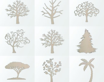 Wooden Tree Shape Silhouette - Family Tree, Tree of Life Home Decor, Shadow Box Tree Unfinished and Available in Many Sizes