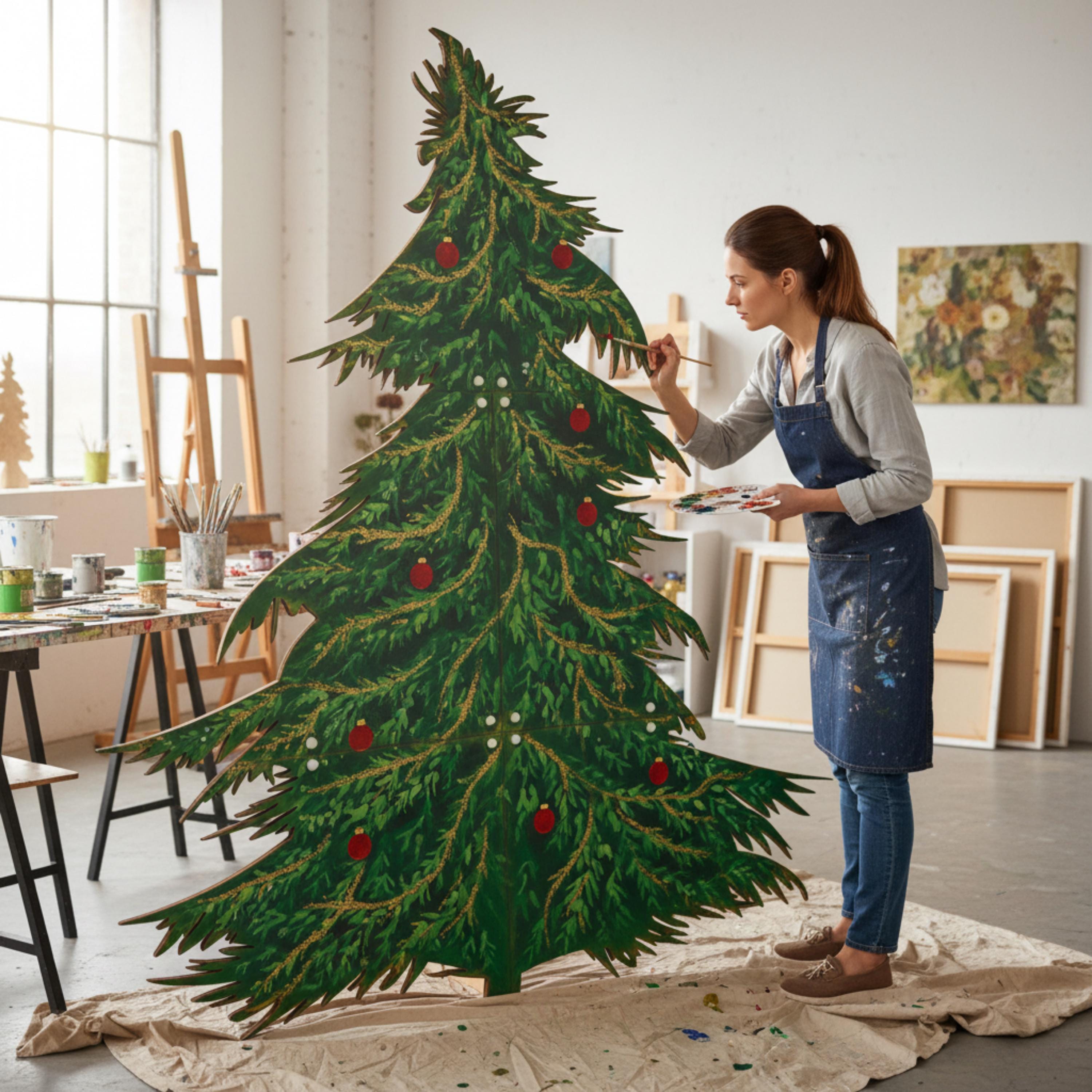 大きな木製クリスマスツリーシルエット 屋外庭装飾 80インチ x 48