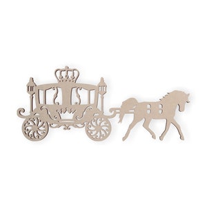 Carruagem puxada por cavalo de madeira, recorte vintage-arte de parede, decoração de parede, decoração de casa, suspensão de parede, inacabado pronto para pintar