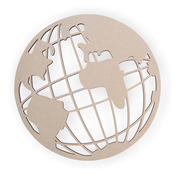 Wooden Shape Globe, Wooden Cutout, Wall Art, Home Decor,, Wall Hanging, Unfinished Ready to Paint