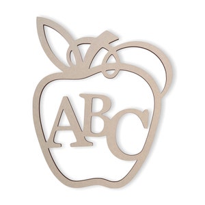 Back to School Wall Art Word Cutout &quot;A B C Apple&quot; - Cutout, Home Decor, Unfinished and Available in Many Sizes