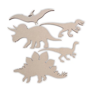 Wooden Dinosaur Group (5 Dinosaurs) - Cutout, Home Decor, Unfinished and Available from 12 to 42 Inches