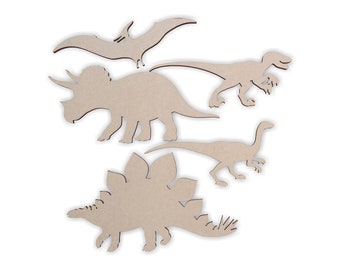 Wooden Dinosaur Group (5 Dinosaurs) - Cutout, Home Decor, Unfinished and Available from 12 to 42 Inches