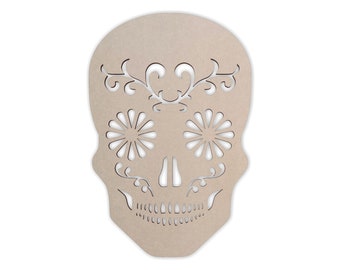 Wooden Shape Sugar Skull, Wooden Cutout, Wall Art, Home Decor, Wall Hanging, Unfinished and Available in Many Sizes