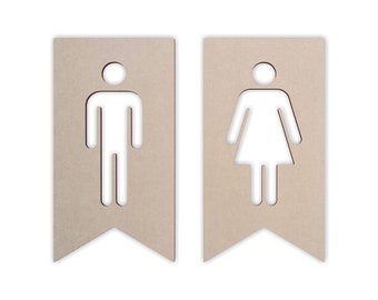 Wooden Men's/Women's Restroom Signs - Cutout, Home Decor, Unfinished and Available from 4 to 42 Inches Long- DIY Bathroom Decor