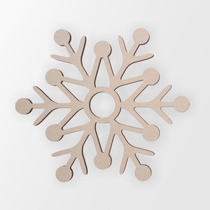 Wooden Snowflake With Start In Center- Cutout, Home Decor, Unfinished and Available in Many Sizes