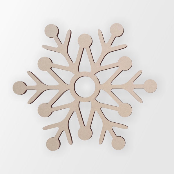 Wooden Snowflake With Start In Center- Cutout, Home Decor, Unfinished and Available in Many Sizes