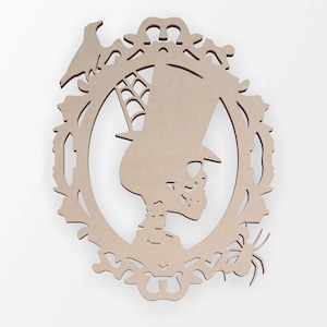 Wooden halloween skeleton profile frame -Wooden  Cut Out, Wall Art, Home Decor, Wall Hanging, Unfinished and Available from 2 to 42 Inches