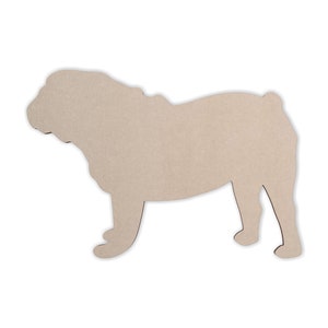 Wooden Dog Wall Art Silhouette Cutout - English Bulldog - Gift for Pet Lover - Unfinished and Available 2 to 42 Inches