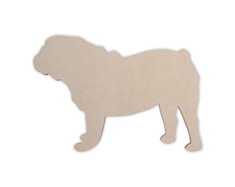 Wooden Dog Wall Art Silhouette Cutout - English Bulldog - Gift for Pet Lover - Unfinished and Available 2 to 42 Inches