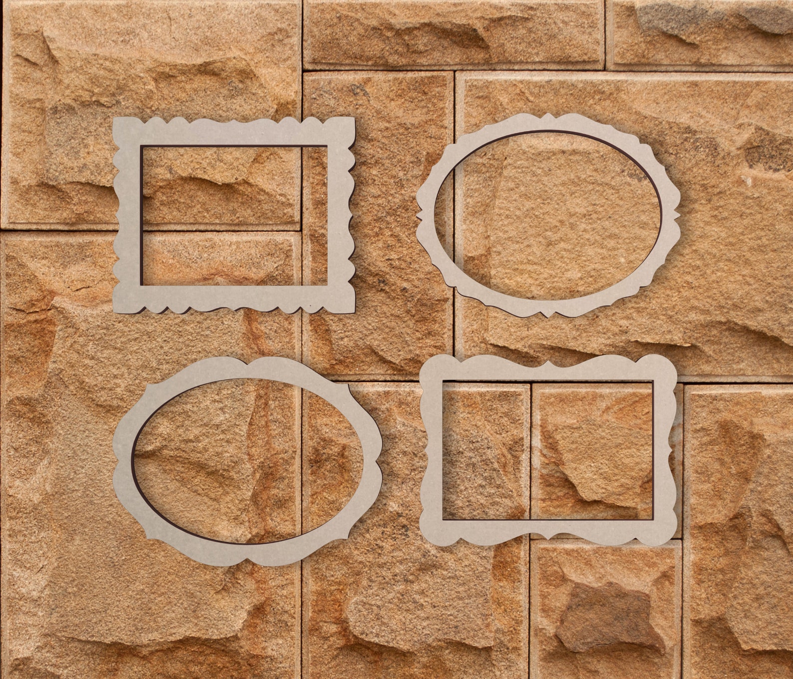 Wooden Rectangle Frame Set 4 Frames Cutout Home Decor Etsy