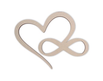 Wooden Shape Infinity Heart - Wooden Cutout, Wall Art, Home Decor, Wall Hanging, Unfinished and Available in Many Sizes