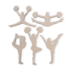 Wooden Cheerleader Silhouettes (5 Cheerleaders)-Cutout, Home Decor, Unfinished and Available from 12 to 42 Inches