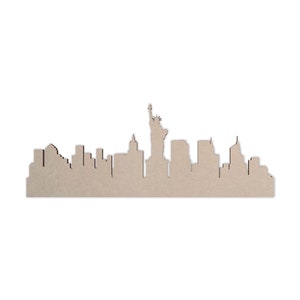 Horizonte de Nueva York en forma de madera, recorte de la ciudad de madera, arte de la pared, decoración del hogar, colgante de pared, sin terminar listo para pintar