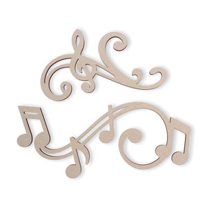Wooden Shape Musical Notes (2 Pieces), Music Room Decor, Wall Art, Home Decor, Wall Hanging, Unfinished and Available in Many Sizes