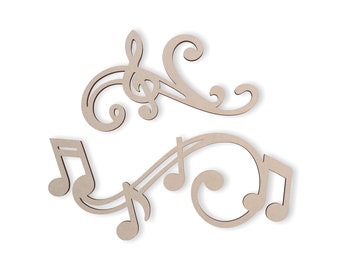 Wooden Shape Musical Notes (2 Pieces), Music Room Decor, Wall Art, Home Decor, Wall Hanging, Unfinished and Available in Many Sizes