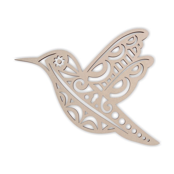 Wooden Shape Tribal Humming Bird, Wooden Cutout, Wall Art, Home Decor, Wall Hanging, Unfinished and Available in Many Sizes