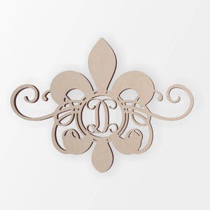 Wooden Fleur Del Lis Monogram | Wooden Letter for Above Bed | Wood Monogram for Art Wall | Wooden letter for kids room | Large Wood Letter