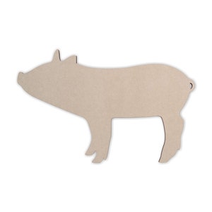 Wooden Shape Pig, Pig Cutout, Wooden Cutout, Wall Art, Home Decor, Wall Hanging, Unfinished Ready to Paint