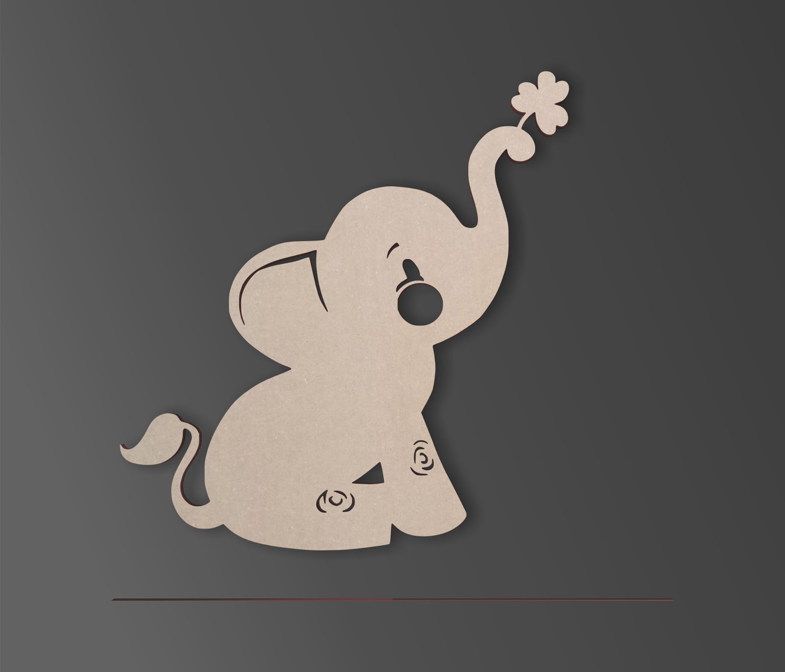 Wooden Shape Elephant With Clover Wooden Cutout Wall Art - Etsy