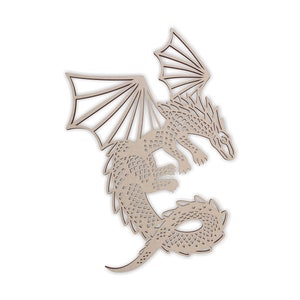 Wooden Dragon Cutout, Dragon Wall Art, Fantasy Animal Wall Hanging, Animal Home Decor, Unfinished Wood Dragon Art