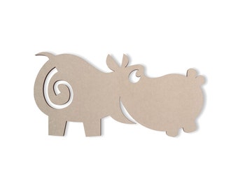 Wooden Shape Woodland Creature Hippo, Wooden Cutout, Wall Art, Home Decor, Wall Hanging, Unfinished and Available in Many Sizes