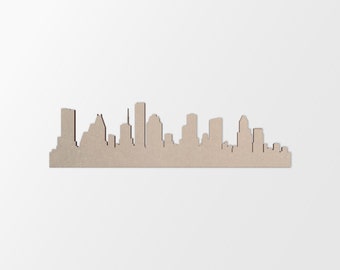 Wooden Houston Skyline Shape: Unfinished Cityscape Wall Art