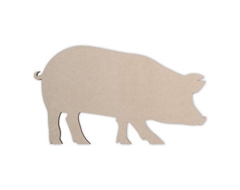 Wooden Shape Pig, Wooden Cutout, Wall Art, Home Decor, Wall Hanging, Unfinished and Available in Many Sizes