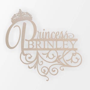 Personalized Wooden Princess Name Sign- Cutout, Baby Room Decor, Baby Shower Decor, Unfinished and Available from 4 to 42 Inches Wide