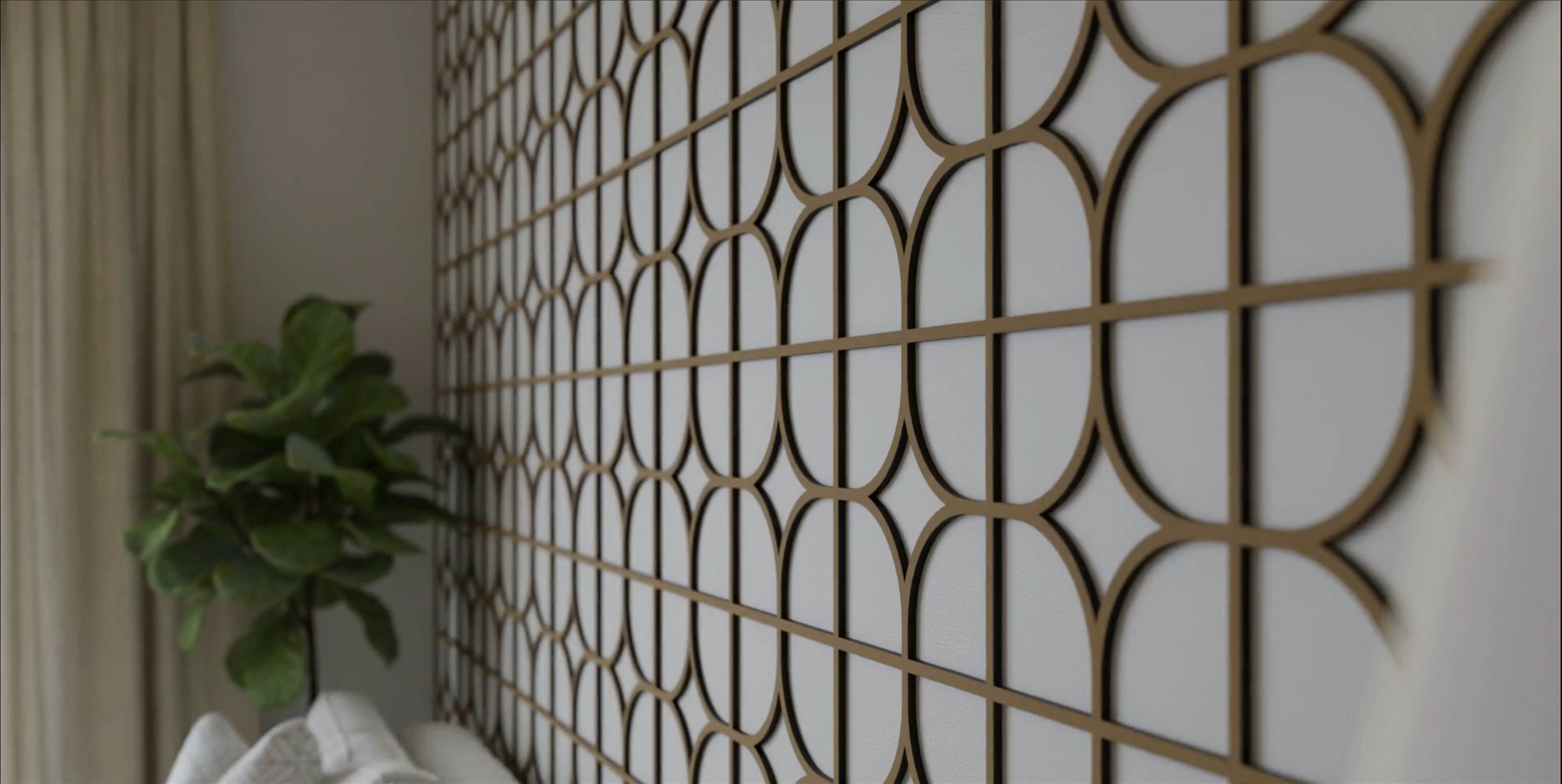 Custom Wood 3D Wall Lattice Panels Wall and Ceiling Decor, Paintable