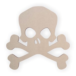 Wooden Shape Skull and Cross Bones, Wooden Cutout, Wall Art, Home Decor, Wall Hanging, Unfinished Ready to Paint