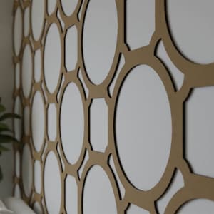 Chic Geometrische Kreis Holz Wandpaneele - Benutzerdefinierte 3D Gitter für Wände und Decken - Übermalbares Dekor