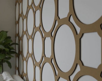Chic Geometric Circle Wood Wall Panels - Custom 3D Lattice for Walls and Ceilings - Paintable Decor
