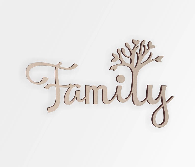 Wooden Shape Family Tree Wooden Cutout Wall Art Home Decor Etsy
