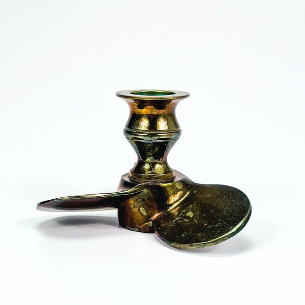 Brass Propeller Candlestick Holder