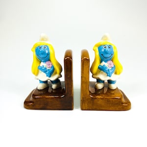Ceramic Smurfette Bookends