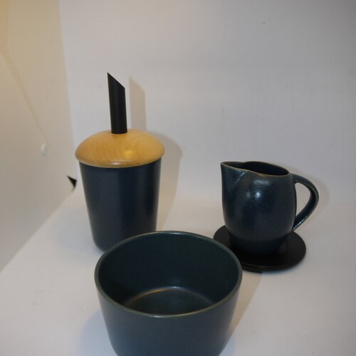 Creamer and Sugar set - Höganäs Ceramic - Spruce Blue - Pottery - Stoneware - Sweden - shops Rustic Design - Stengods