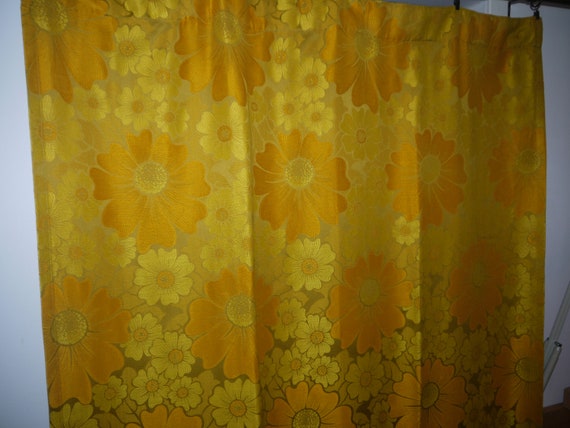 Stunning Curtains 60s Floral Design Sweden Mid Century Etsy