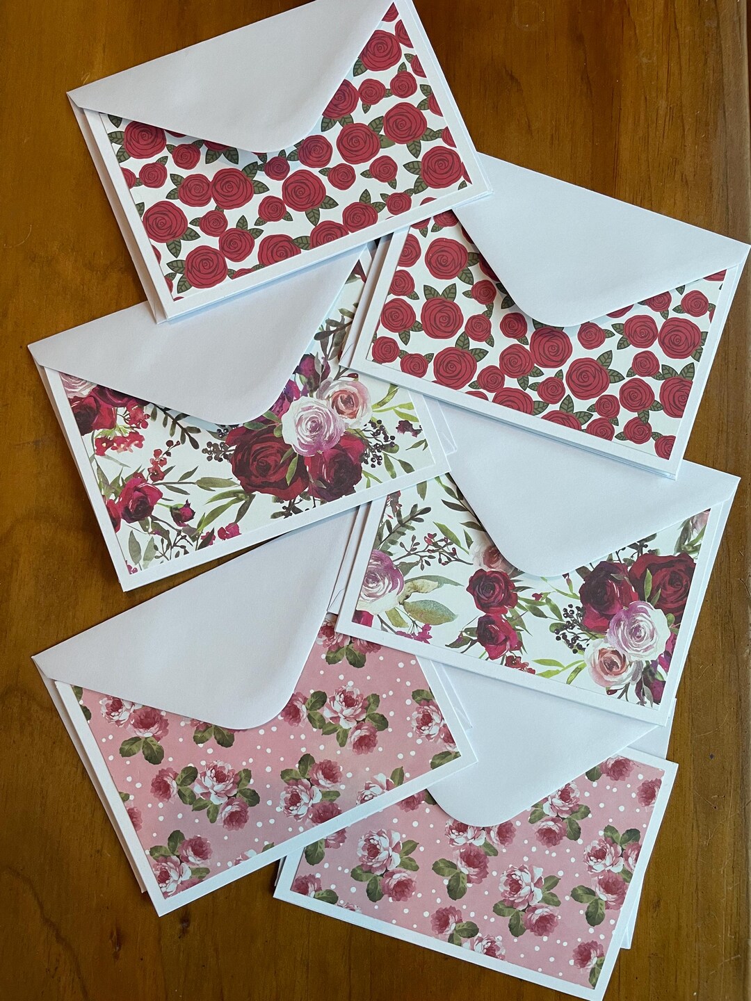 Rose Design Blank Note Card Set: Assorted Floral Cards, 4x6 With ...