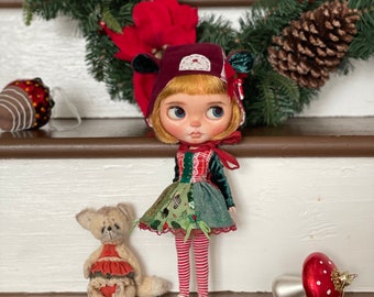 Conjunto de ropa navideña Blythe- atuendo para muñeca Blythe- Navidad Blythe- vestido para Blythe