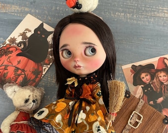 Pumpkin Cat - Set of clothes for Blythe dolls- outfit for Blythe doll- Halloween Blythe dress