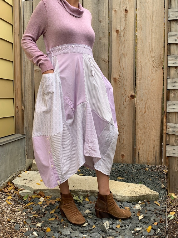 Upcycled Lavender Light Purple White Long Sleeve Artsy Art-to-wear Unique Cowl Neck Sweater Dress Cotton Cashmere One-of-a-kind Medium Large - Etsy Upcycled Lavender Light Purple White Long Sleeve Artsy Art-to-wear Unique Cowl Neck Sweater Dress Cotton Cashmere One-of-a-kind Medium Large - Etsy