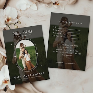 Fotograf Geschenkgutschein bearbeitbare Vorlage, Fotografie Geschenkkarte, Fotografie Geschenkgutschein, Marketing Branding Board Sitzung GC07