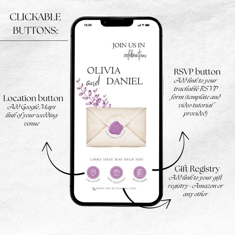 Editable Web Wedding Invitation, Clickable RSVP Map Registry, Mobile ...
