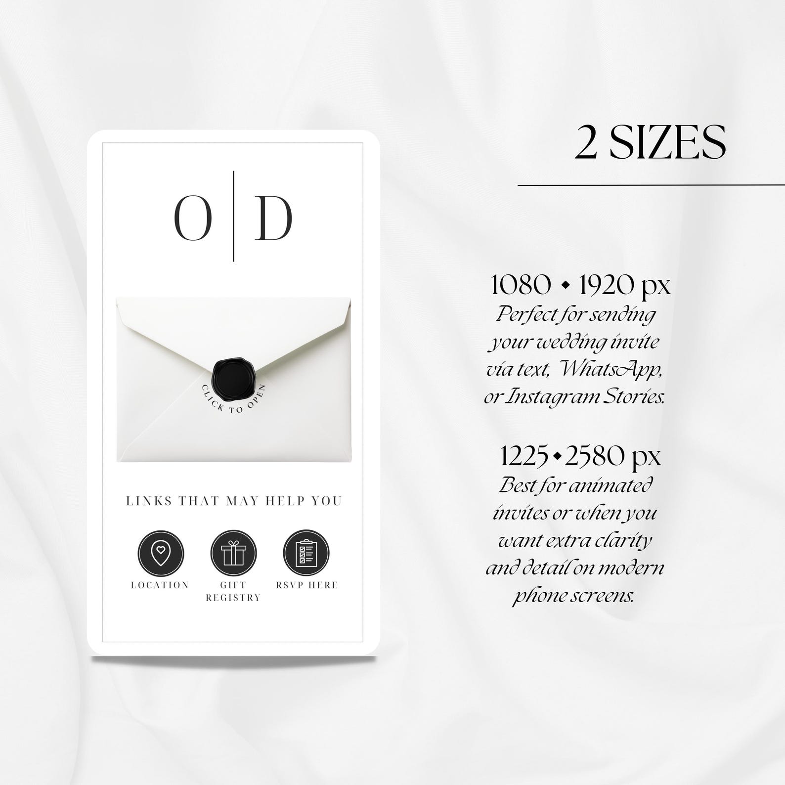 Minimal Black & White Animated Wedding Invitation, Editable Mobile ...