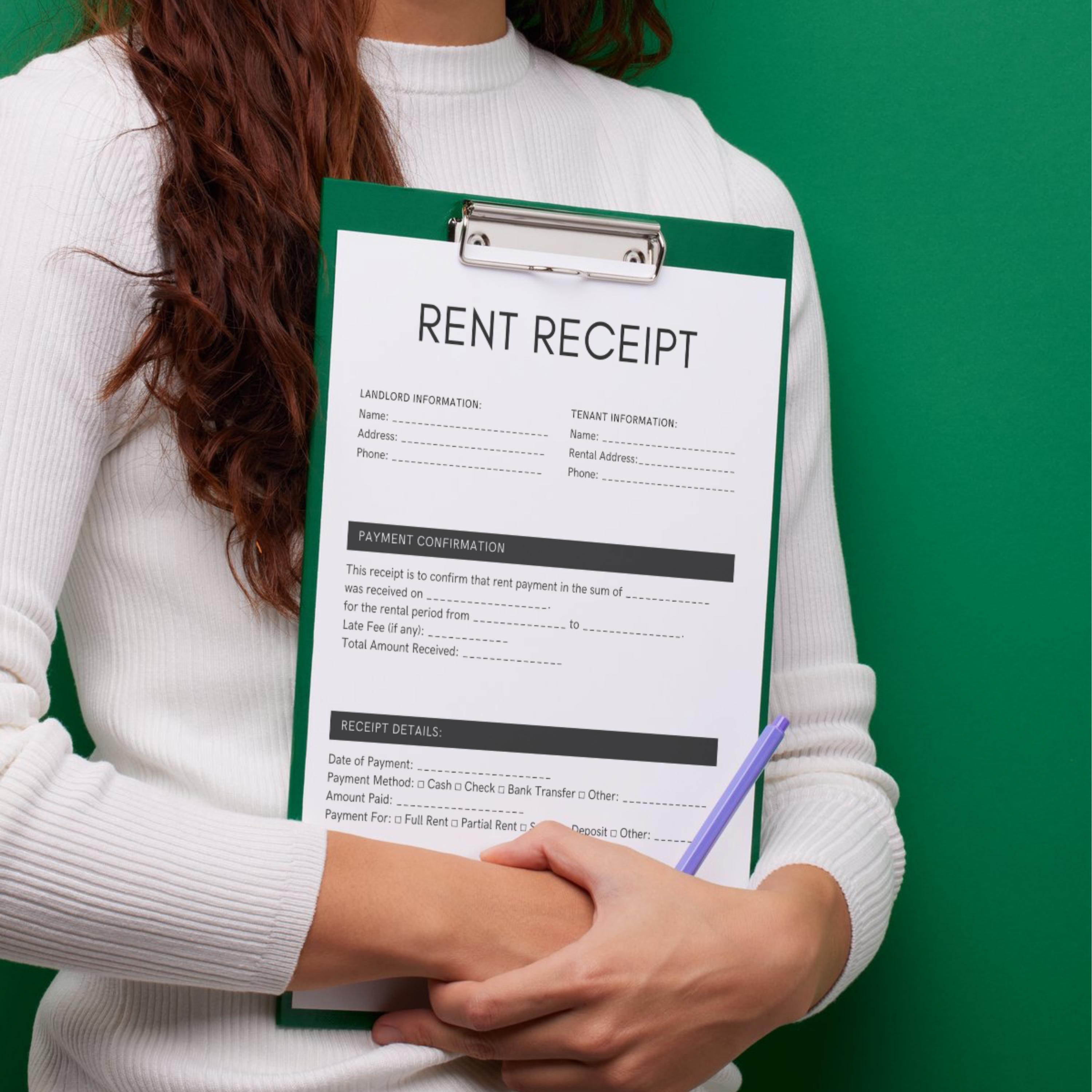 Secondary Address Rent Example Landlord Rent Receipt Template With Address, Tenant Rental Receipt PDF ...